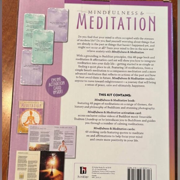 Mindfulness & Meditation - Book & Cards, Hinkler - NEW -  Spirituality Self Care - Picture 2 of 3